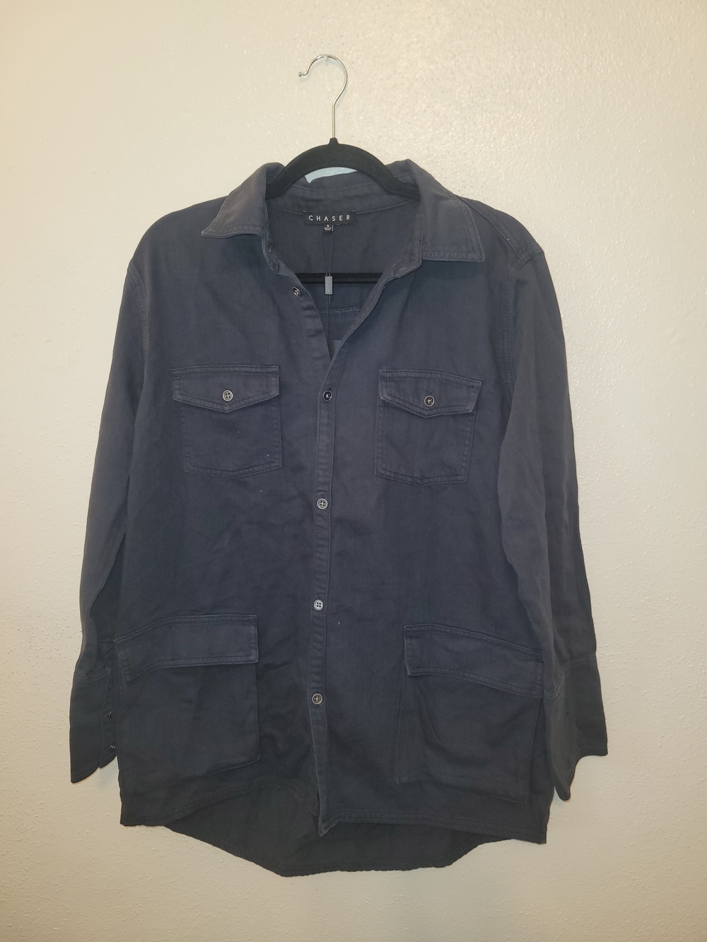 Chaser Licorice Button Up Top Black  Jacket TopSize Small NWT